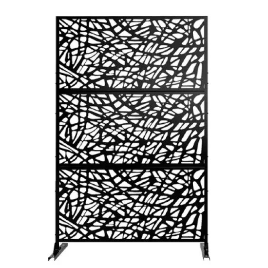 1-Piece 46.8in.W x 71.37in.H Black Mesh Metal Outdoor Privacy Screen Decorative Art Panel image {6}