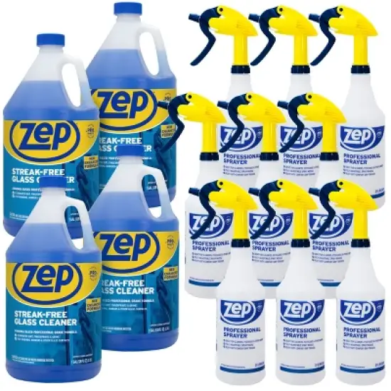 ZEP Streak-Free Glass Cleaner (Case of 4) + Zep Professional Sprayer Bottle - 32 oz (Case of 9) Bundle - Bundle image {9}