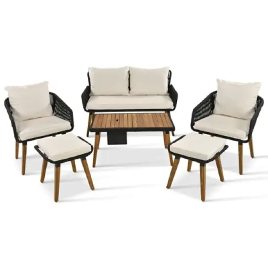 Syemin Patio Seating Sets, Modern Seating Set, Elevate Your Outdoor Space, Designed for Ultimate Comfort, Beige, 50.3"*24.9"*33.3" image {2}