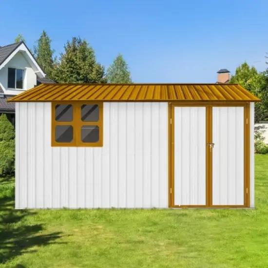 Coolbibila-10Ftx12Ft Storage Sheds, Metal Sheds With Waterproof Roofs And Durable Metal Frame, Tool Sheds With Lockable Doors And Window image {13}