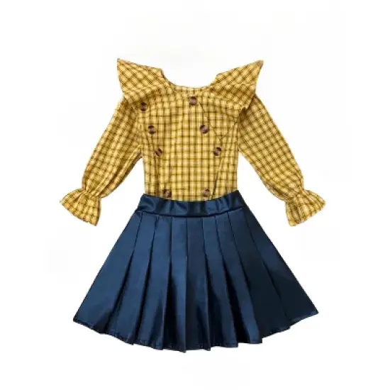 Girls Stay Classy Vegan Leather Skirt Set - Mia Belle Girls image {2}