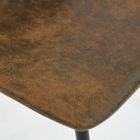 Harold+Bingo Modern 5 Piece Black Round Dining Table Set with Black Faux Leather Dining Chairs Set of 4 with Walnut Finish Legs-Maison Boucle image {7}