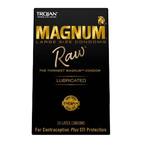 Trojan Magnum Raw Large Size Lubricated Latex Condoms - 10ct image {6}