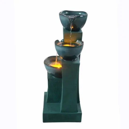 Teamson Home 28.54" 3-Tier Cascading LED Lit Outdoor Waterfall Fountain: Electric, Polyresin, Ground Freestanding image {8}