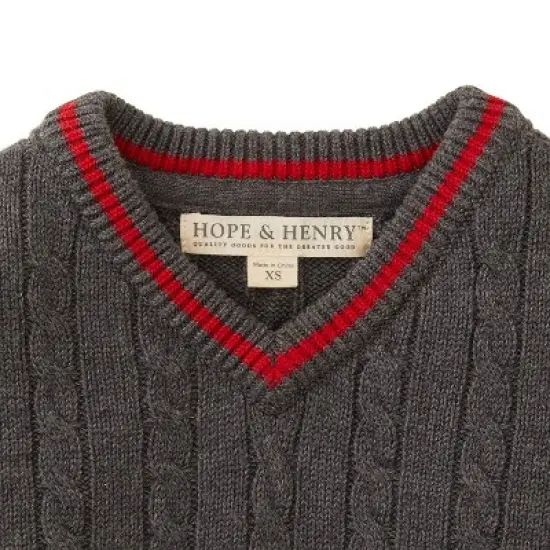 Hope & Henry Boys' V-Neck Cable Sweater, Infant image {1}