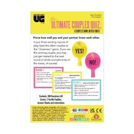 The Ultimate Couples Quiz: Social Skills Board Game by University Games, 4-8 Players, Party Cards Included image {2}