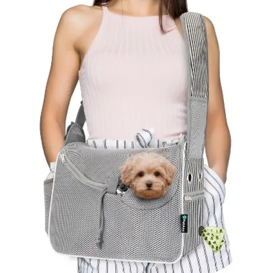 PetAmi Small Dog Sling Carrier, Soft Crossbody Puppy Carrying Purse, Adjustable Breathable Travel Pet Cat Pouch to Wear for Traveling image {11}