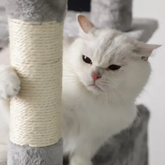 FEANDREA 66.5" Cat Tree Large Cat Tower Cat Condo with Scratching Posts Board 2 Caves 3 Plush Perches image {4}