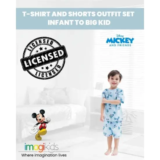 Disney Mickey Mouse Lion King Toy Story Cars Baby French Terry T-Shirt and Shorts Outfit Set Infant image {5}