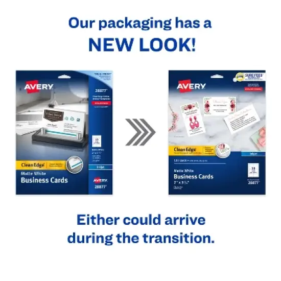 Avery Clean Edge Printable Business Cards with Sure Feed Technology, 2" x 3.5", White, 120 Blank Cards for Inkjet Printers (28877) image {1}