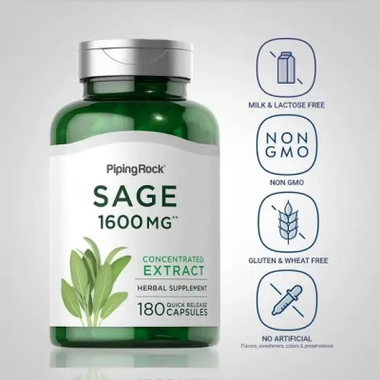 Piping Rock Sage Supplement 1600mg | 180 Capsules image {2}