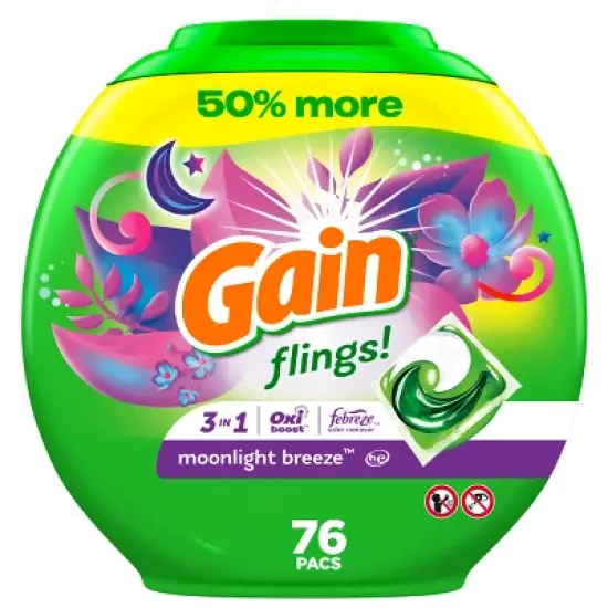 Gain flings! Liquid Laundry Detergent Pacs - Moonlight Breeze image {18}
