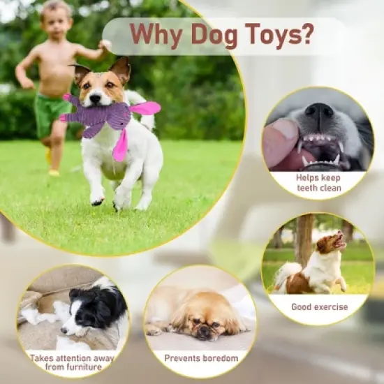 Prime Pets Dog Toys, Plush Dog Squeaky Toys, 5 Pack Stuffed Cute Dog Gift Toys for Large Dogs, Puppy image {5}