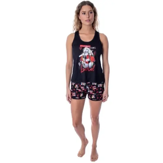 DC Comics Women's Harley Quinn Good To Bad Tank And Shorts Pajama Set Black image {1}