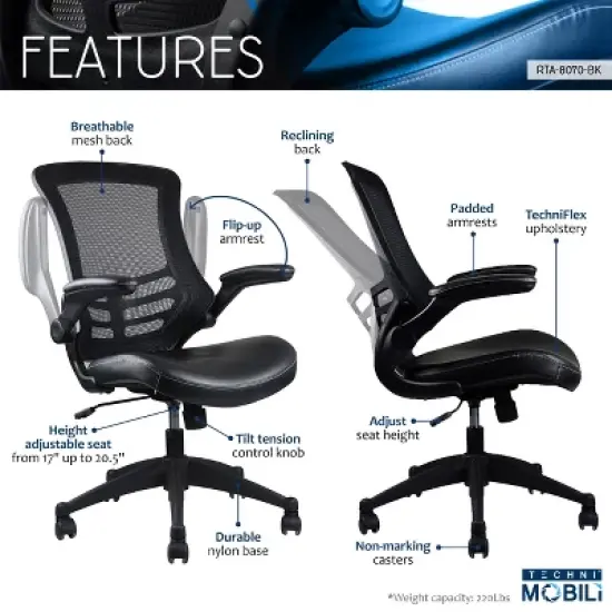 Modern Office Chair Black - Techni Mobili image {5}