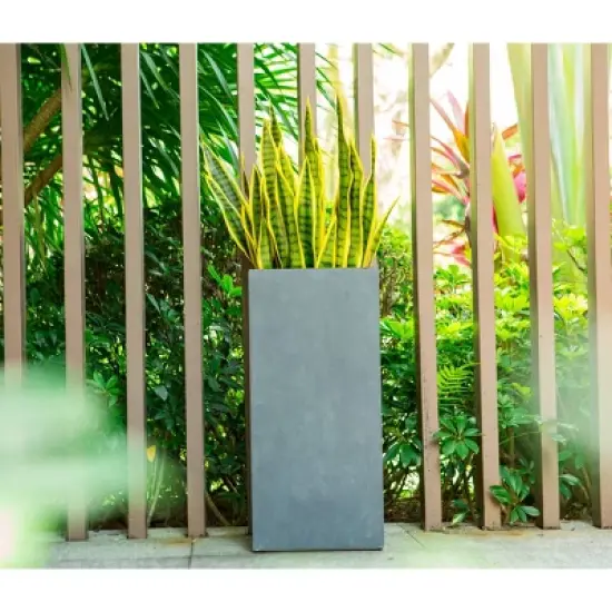 Rosemead Home & Garden, Inc.14" Wide Square Concrete/Fiberglass Planter: Modern, Tall, Weather-Resistant image {10}