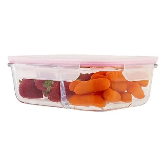 Lexi Home 2-Compartment 33 oz. Glass Container with Locking Lid in Red image {2}