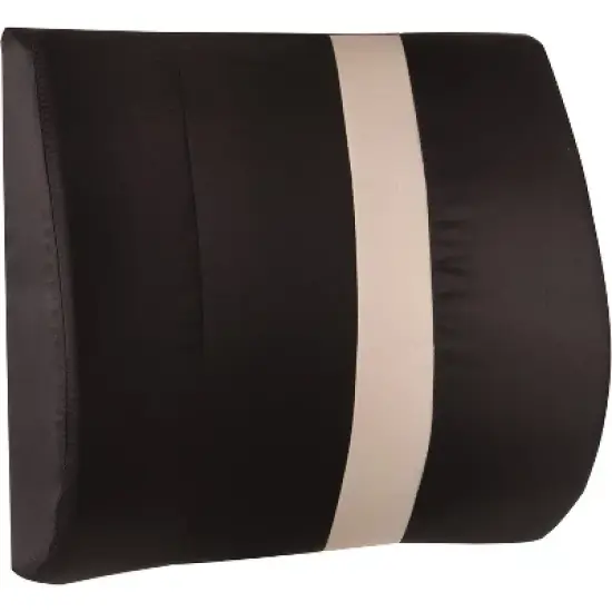 HealthSmart Lumbar Support Pillow, Back Pillow, Office Chair Pillow with Insert and Strap, Black with Tan Stripe, 14 x 13 Inches image {4}