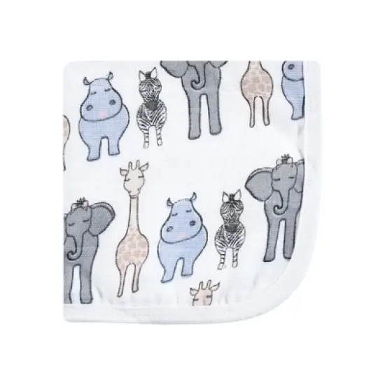 Hudson Baby Infant Girl Cotton Muslin Washcloths, Pink Safari, One Size image {2}