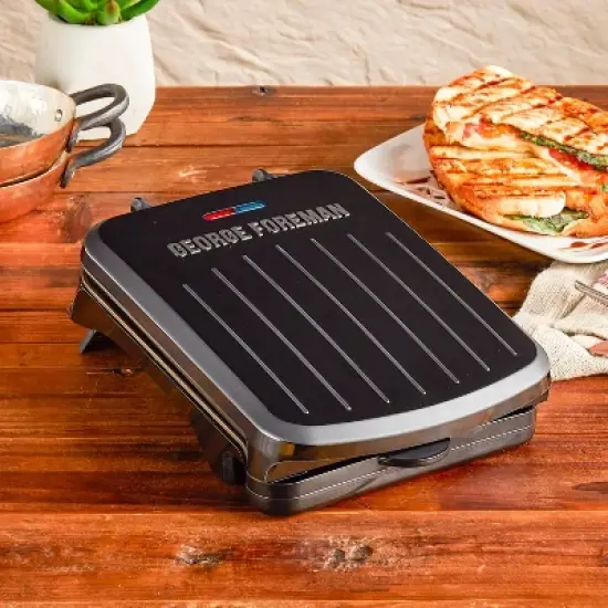 George Foreman 2 Serving Classic Plate Electric Grill & Panini Press - Black - GRS040BZ image {4}