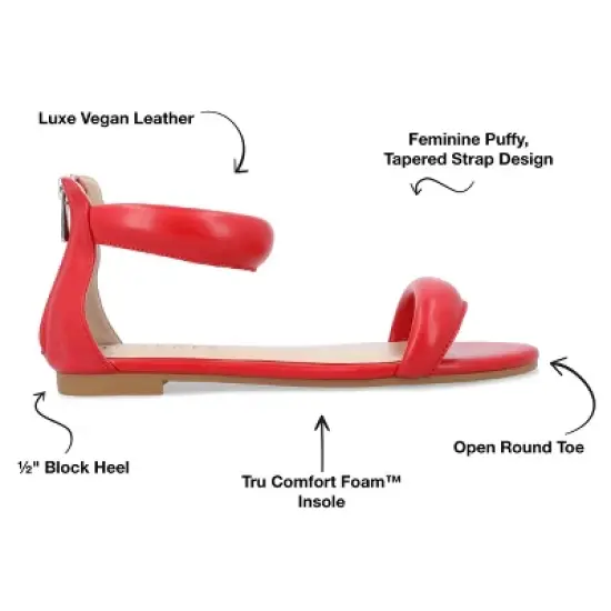 Journee Collection Womens Peytonn Back Heel Zip Ankle Strap Sandals Red 7.5 image {7}