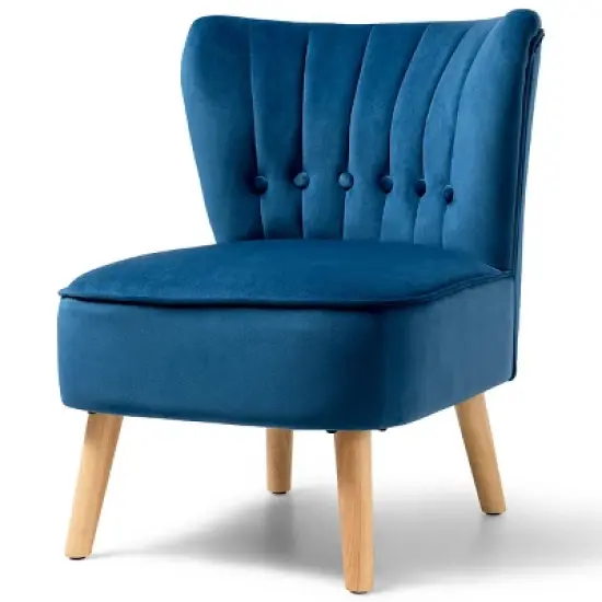 Costway Armless Accent Chair Tufted Velvet Leisure Chair Single Sofa Upholstered BlueGreenPink image {7}