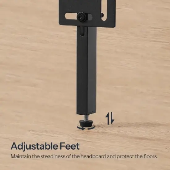 MaseiKar Wooden Panel Headboard, King Headboard, Minimalist Head Board with Metal Frame, Height Adjustable, with Bed Frame Adapter, Black image {5}