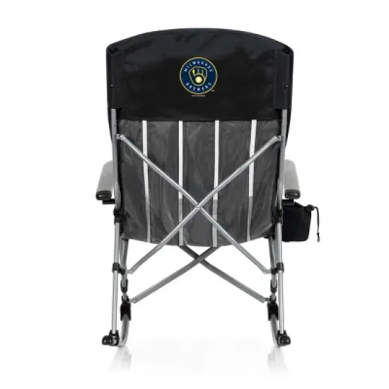 MLB Milwaukee Brewers Outdoor Rocking Camp Chair - Black image {1}