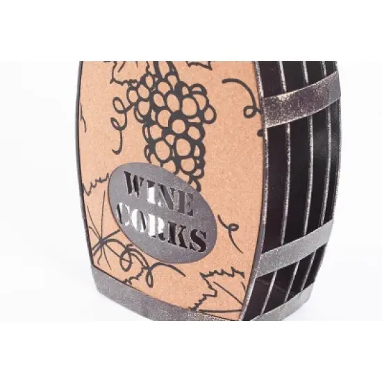 Vintiquewise Vintage Decorative Metal Barrel Shaped Tabletop Countertop Wine Cork Holder image {3}