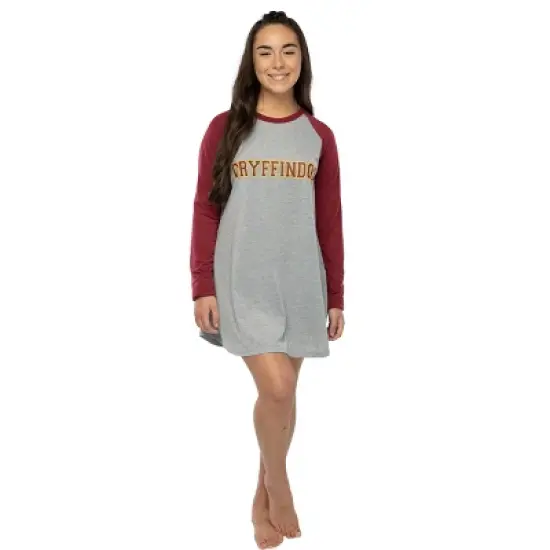 Juniors Harry Potter Hogwarts Houses Pajama Nightgown Raglan Sleep Shirt image {2}