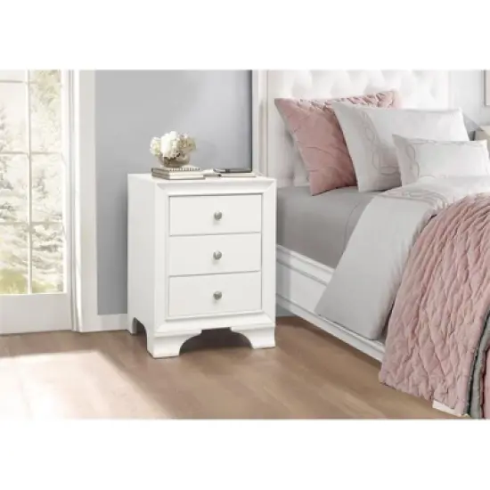 Centralia 3-Drawers Transitional Wood Nightstand in White - Lexicon image {1}