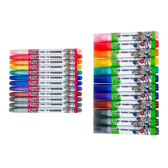 Tulip Color 24pk Fine Tip & Brush Tip Fabric Markers Ultimate Rainbow image {1}