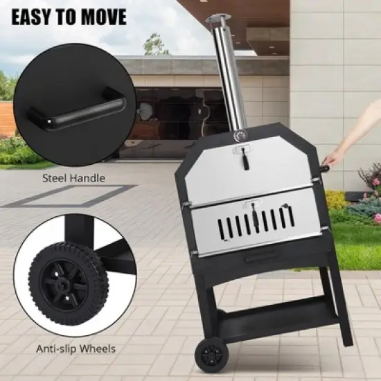 Acekool Wood-Fired Pizza Oven on Wheels for Outside image {5}