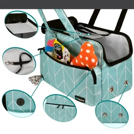 PetAmi Small Dog Purse Carrier, Soft Portable Pet Puppy Cat Travel Handbag Tote, Airline Approved Breathable Pockets Fleece Bed image {2}