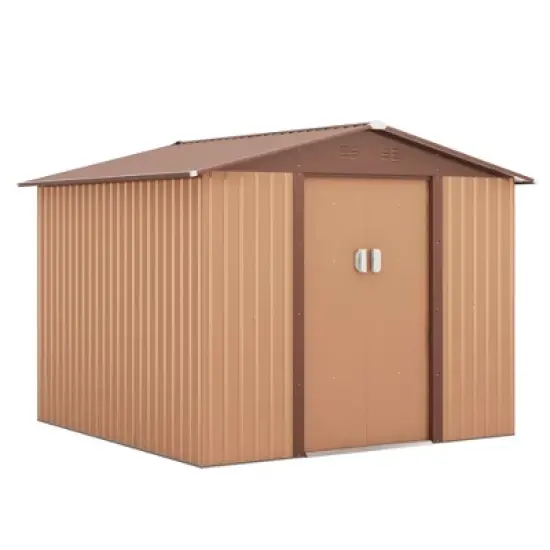 Sandinrayli 8.4 ft. W x 8.4 ft. D Outdoor Storage Metal Shed Garden Tool Steel Shed with Sliding Doors and Vents(70.56 sq. ft.) image {13}