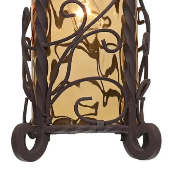 John Timberland Casa Seville Vintage Rustic Outdoor Hanging Light Dark Walnut Scroll 15" Champagne Water Glass for Post Exterior Barn Deck House Porch image {3}