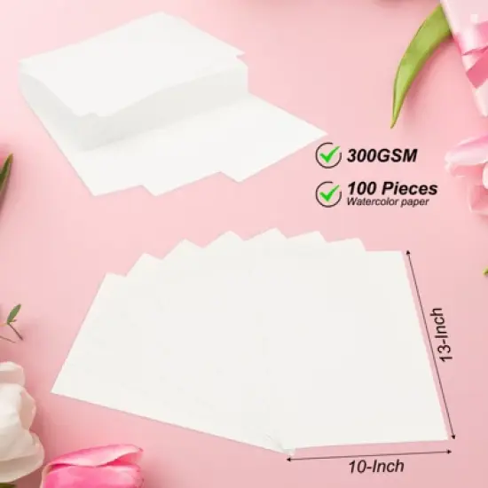 Unique Bargains Pure Cotton Water Coloring Paint Papers 100 Pcs White image {1}