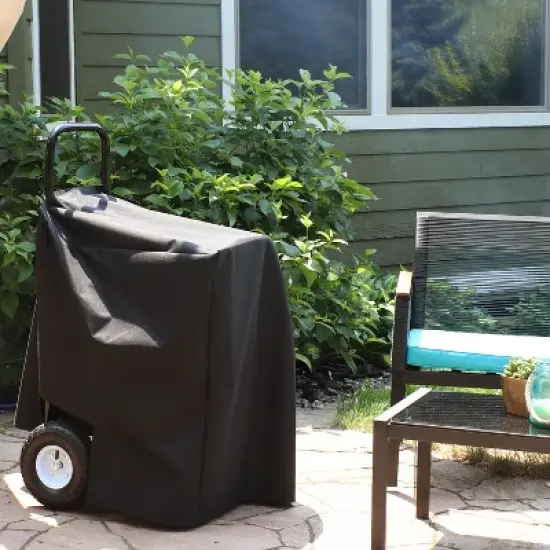 Sunnydaze Outdoor Firewood Log Rack Cart Carrier with Heavy-Duty Weather-Resistant Polyester Cover - Black image {6}