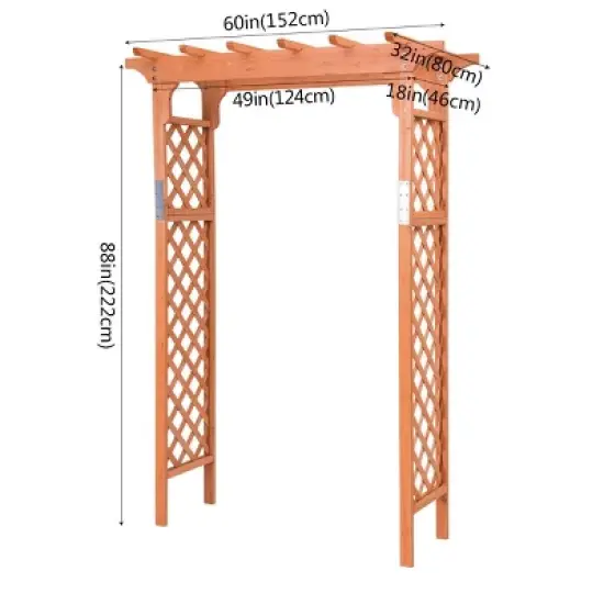 Costway Arbor Over 7FT High Wooden Garden Arch Trellis Pergola Outdoor Patio Plant image {1}