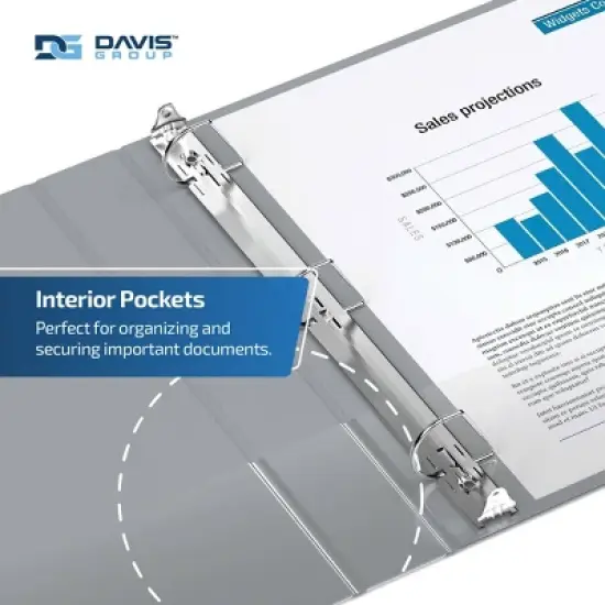 Easyview 4pk 5" Premium Angled D-Ring Binders 11x17" Gray: Polypropylene, 700 Sheet Capacity, 2 Pockets, Hard Cover image {5}