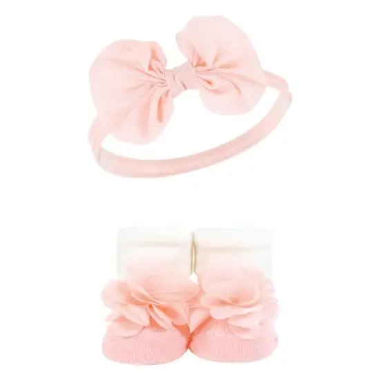Hudson Baby Infant Girl Headband and Socks Giftset, Coral Gold 8-Piece, One Size image {4}