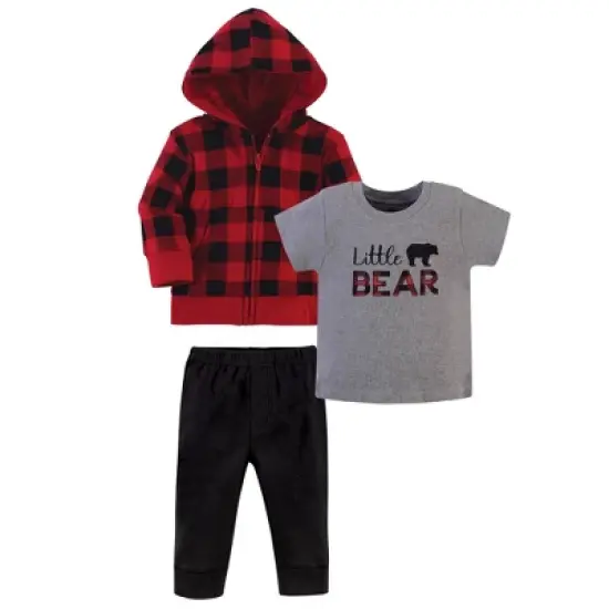 Little Treasure Baby and Toddler Boy Hoodie, Bodysuit or Tee Top, and Pant Set, Little Bear image {2}