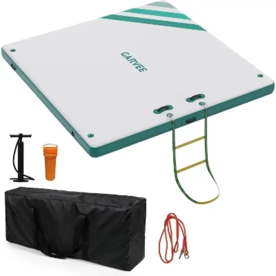 GustoWave Inflatable Floating Dock Air Dock Platform Floating Island Raft with Rope Ladder Swimming Water Platform for Pool Beach Ocean image {4}