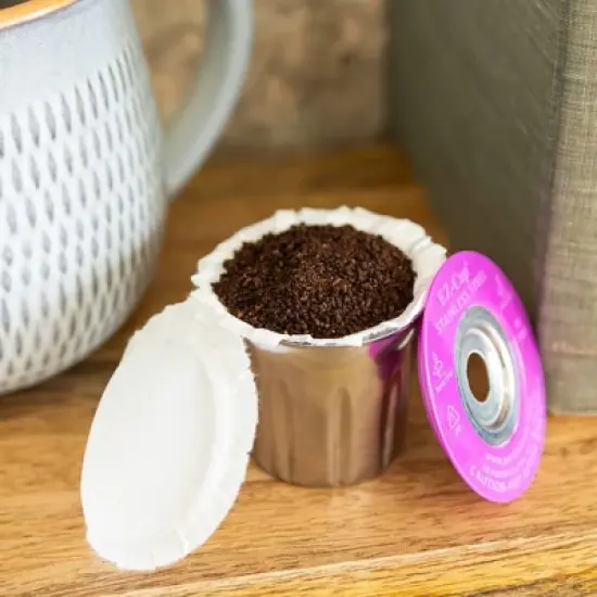 Perfect Pod EZ-Cup Stainless Steel Reusable Coffee Pod with 25 Disposable Paper Filters: BPA-Free K-Cup Compatible image {4}