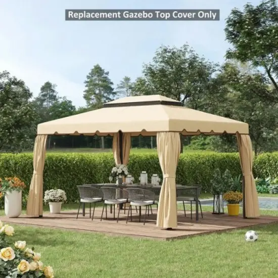 Resenkos Canopy Replacement Cover, Gazebo Canopy Top Replacement, 13.1' x 9.8' Gazebo Replacement Canopy with Double Vented Roof (TOP ONLY), White image {10}