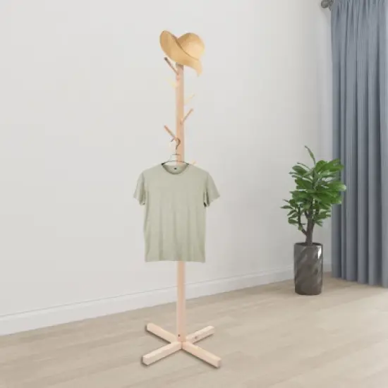 YIYIBYUS 8 Hooks Coat Rack Freestanding Entryway Coat Stand Organizer Rack image {1}