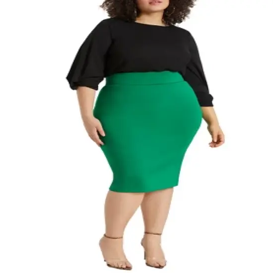 ELOQUII Women&rsquo;s Plus Size Neoprene Pencil Skirt image {10}