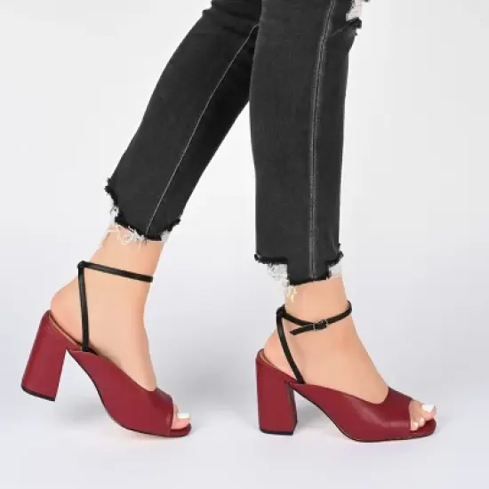 Journee Collection Womens Calypso Buckle Ankle Strap Block Heel Sandals image {8}