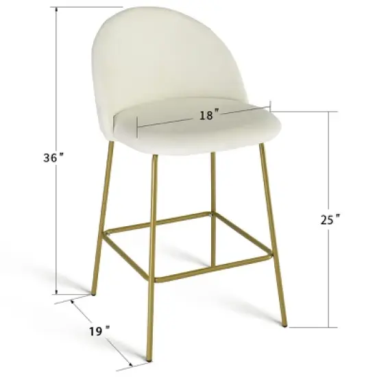 25" Nano Full Back Upholstered Counter Stool (Set Of 2) Gold Legs-Maison Boucle image {2}