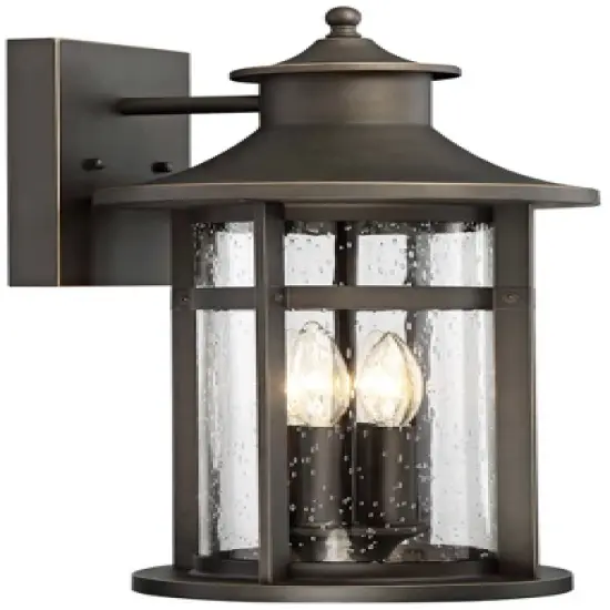 Minka Lavery Modern Outdoor Wall Light Fixture Oil Rubbed Bronze 17 3/4" Seeded Glass for Post Exterior Barn Deck Porch Yard Patio image {1}